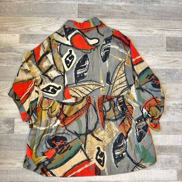 John Mark Abstract long sleeve button down tunic size medium G14 - Picture 3 of 5